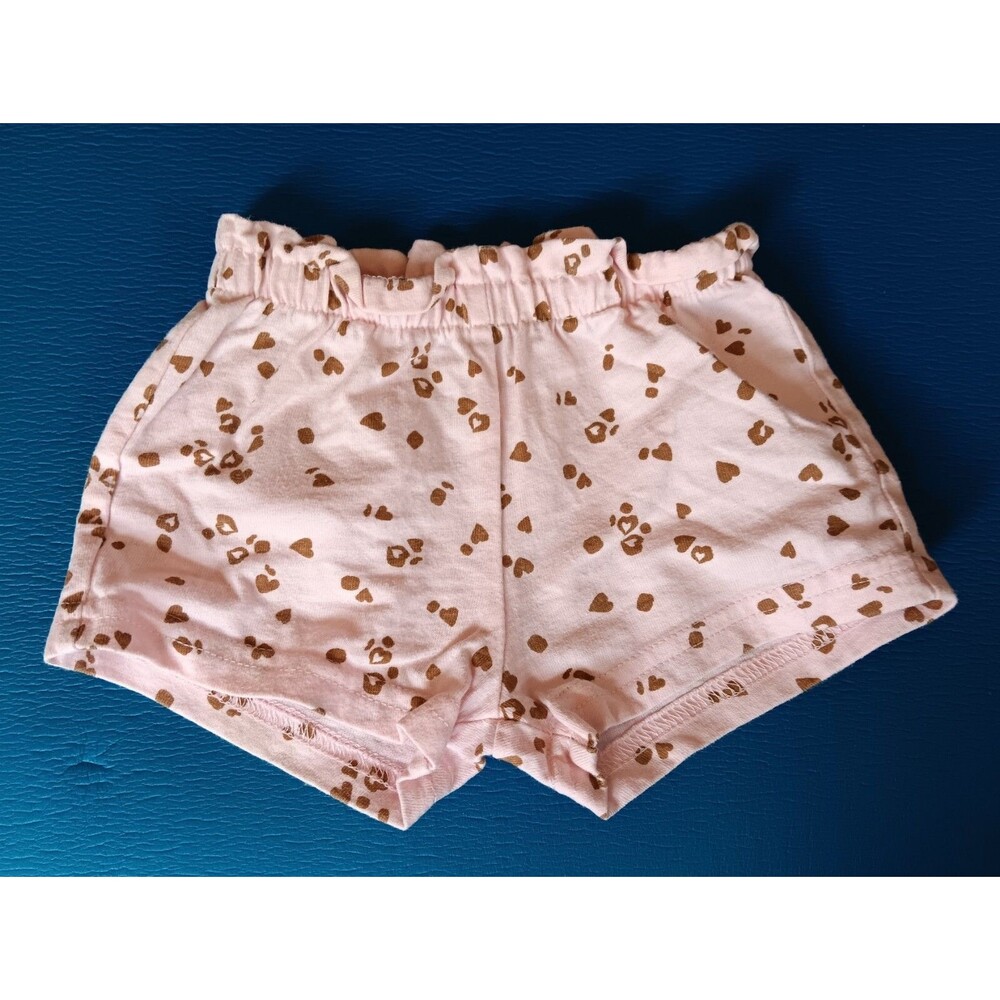 shorts Girls Carters 0 to 3 months pink with brown hearts ruffled as waist
